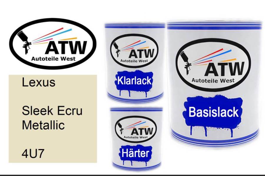 Lexus, Sleek Ecru Metallic, 4U7: 1L Lackdose + 1L Klarlack + 500ml Härter - Set, von ATW Autoteile West.